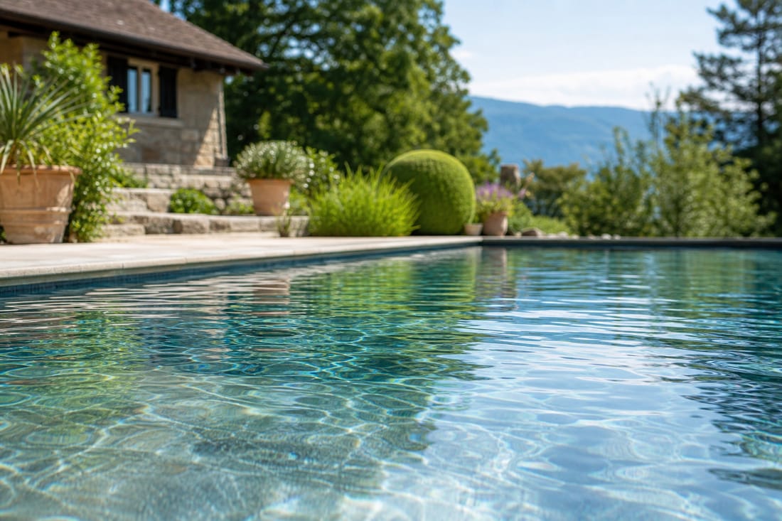 Beispiel: klare Wasseroberfläche eines Privatpools